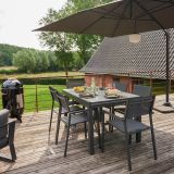 KOVINSKA MIZA NATERIAL LYRA II 4/10P ALU STEKLO 135/270X90 TEMNO SIVA