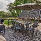 KOVINSKA MIZA NATERIAL LYRA II 4/10P ALU STEKLO 135/270X90 TEMNO SIVA