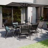 KOVINSKA VRTNA GARNITURA DOMA 150X80 JEKLO TEMNO SIV