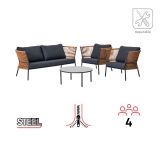 KOVINSKA VRTNA GARNITURA FUJI JEKLO TEMNO SIVA