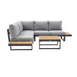 KOVINSKA VRTNA GARNITURA NATERIAL PERSEA 5P KOTNA ALU TIKOVINA, TEMNO SIVA