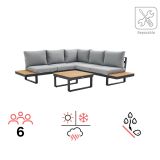 KOVINSKA VRTNA GARNITURA NATERIAL PERSEA 5P KOTNA ALU TIKOVINA, TEMNO SIVA