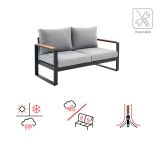 KOVINSKA VRTNA GARNITURA NATERIAL PERSEA DVOSED ALU TIKOVINA, TEMNO SIV