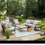 KOVINSKA VRTNA GARNITURA NATERIAL PERSEA DVOSED ALU TIKOVINA, TEMNO SIV