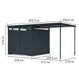 KOVINSKA VRTNA HIŠKA KARIBU OSTEN 2 ANTRACIT 220X220X215