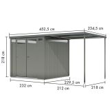 KOVINSKA VRTNA HIŠKA KARIBU OSTEN 2 SIVI ALUMINIJ 220X220X215