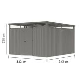 KOVINSKA VRTNA HIŠKA KARIBU OSTEN 3.5 ALUMINIJ 330X220X215