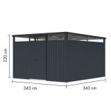 KOVINSKA VRTNA HIŠKA KARIBU OSTEN 3.5 ANTRACIT 330X220X215