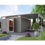 KOVINSKA VRTNA HIŠKA KARIBU OSTEN 3.5 SIV ALUMINIJ 330X330X215