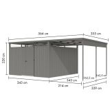 KOVINSKA VRTNA HIŠKA KARIBU OSTEN 3.5 SIV ALUMINIJ 330X330X215