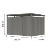 KOVINSKA VRTNA HIŠKA KARIBU OSTEN 3 ALUMINIJ 330X220X215