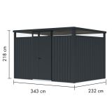 KOVINSKA VRTNA HIŠKA KARIBU OSTEN 3 ANTRAZIT 330X220X215