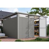 KOVINSKA VRTNA HIŠKA KARIBU OSTEN 4 SIV ALUMINIJ 370X330X215