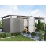 KOVINSKA VRTNA HIŠKA KARIBU OSTEN 4 SIV ALUMINIJ 370X330X215