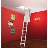 KOVINSKE PODSTREŠNE STOPNICE LOŽ METALPRES ELEGANT 70X130/270 CM BELE S KOVINSKIM OKVIRJEM