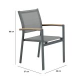 KOVINSKI STOL NATERIAL JEDILNI CLARA TEMNO SIV ALU