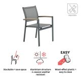 KOVINSKI STOL NATERIAL JEDILNI CLARA TEMNO SIV ALU