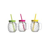 KOZAREC ZA DRUGE PIJAČE 550 ML S POKROVOM IN SLAMICO ANANAS