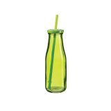 KOZAREC ZA DRUGE PIJAČE DOMESTIC 440 ML S POKROVOM IN SLAMICO ZELENA STEKLENICA