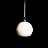 OKRASEK ZA JELKO GLOSSTYLE KROGLA BELA FI 7 CM Z LED LUČKO IZ PORCELANA