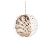 OKRASEK ZA JELKO GLOSSTYLE KROGLA BELA FI 10 CM KOSMATENA ZLAT DEKOR