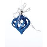 OKRASEK ZA JELKO GLOSSTYLE KROGLA MODRA S PENTLJO 7X10 CM SORTIRANO