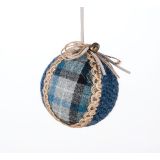 OKRASEK ZA JELKO GLOSSTYLE KROGLA MODRA FI 8 CM TEKSTILNA