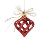 OKRASEK ZA JELKO GLOSSTYLE KROGLA RDEČA S PENTLJO 7X10 CM SORTIRANO