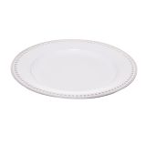 DEKORACIJA GLOSSTYLE KROŽNIK SREBRNO BELI FI33 CM UMETNA MASA