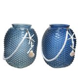 DEKORACIJA DECORIS LANTERNA 22.5X27CM STEKLO ROČAJ IZ BOMBAŽNE VRVI