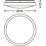 NADGRADNA STROP. SVETILKA BRILONER LED 12W, ČRN ROB FI=29CM
