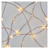 LED BOŽIČNA NANO VERIGA BAKRENA, 0,9 M, 2X AA, NOTRANJA, TOPLA BELA, ČASOVNIK