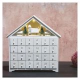 LED LESEN ADVENTNI KOLEDAR, 35X33 CM, 2X AA, NOTRANJI, TOPLA BELA, ČASOVNIK