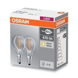 LED ŽARNICA E14 OSRAM BASE CLP40 4W/827 CL 220-240V FILAMENT PAK/2