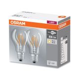 LED ŽARNICA E27 OSRAM BASE CLA60 6W/827 CL 220-240V FILAMENT PAK/2