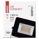 LED ZUNANJI REFLEKTOR EMOS 20.5W SIMPO, NW ČRNI