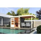 LESENA VRTNA HIŠKA KARIBU ASKOLA 2+PODALJŠEK STREHE ŠIRINE 2.40 M, SIVA