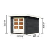 LESENA VRTNA HIŠKA KARIBU BASTRUP 4 ZEMELJSKO SIVA 237X297X222