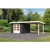 LESENA VRTNA HIŠKA KARIBU BASTRUP 5 + MONTAŽNA STREHA 3M ANTRACIT 297X297X222