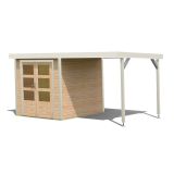 LESENA VRTNA HIŠKA KARIBU JUPITER A+ PODALJŠEK STREHE 2.35M, BELI OKVIR