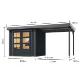 LESENA VRTNA HIŠKA KARIBU JUPITER C+ PODALJŠEK STREHE 2.35M, SIVA