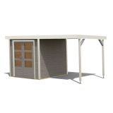 LESENA VRTNA HIŠKA KARIBU JUPITER D+ PODALJŠEK STREHE 2.35M, BELI OKVIR