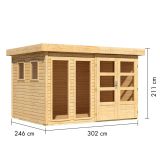 LESENA VRTNA HIŠKA KARIBU LAHAR 5 NARAVNA 302X242X211