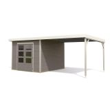 LESENA VRTNA HIŠKA KARIBU PLUTO D + PODALJŠEK STREHE 3M, BELA