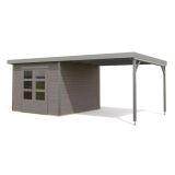 LESENA VRTNA HIŠKA KARIBU PLUTO D+ PODALJŠEK STREHE 3M, SIVA