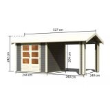 LESENA VRTNA HIŠKA KARIBU THERES 3 +PODALJŠEK STREHE, SIVA