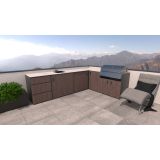 LETNA KUHINJA BELLANO FLORENCE AMERIŠKI OREH PULT PORCELAN