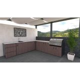 LETNA KUHINJA BELLANO ROMA AMERIŠKI OREH PULT PORCELAN