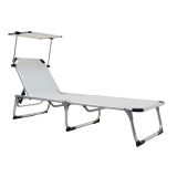 LEŽALNIK IZ TEKSTILENA AZUR S SENČNIKOM BEL ALU