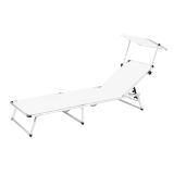 LEŽALNIK IZ TEKSTILENA AZUR S SENČNIKOM BEL ALU